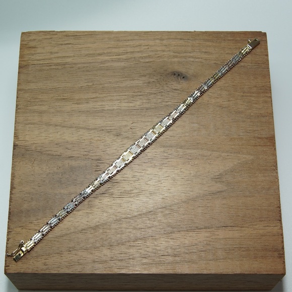 Vintage Sterling Silver Tri-Color Graduated RICCIO Bracelet MADE IN ITALY 925 - Picture 5 of 7